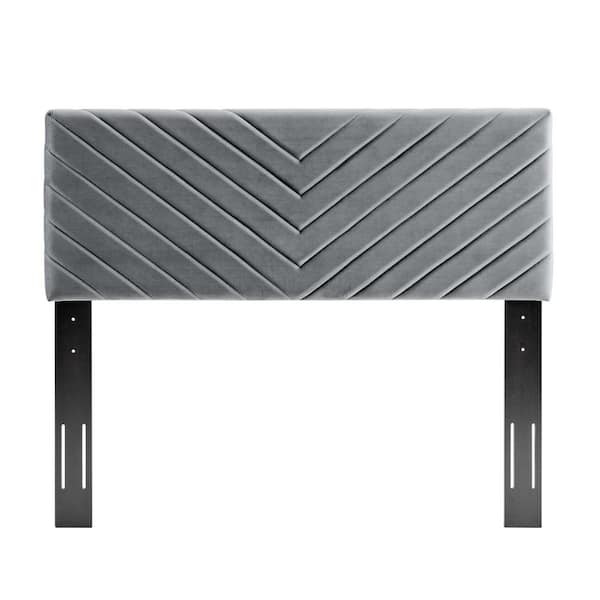 MODWAY Alyson Angular Channel Tufted Performance Velvet Twin Headboard in Charcoal