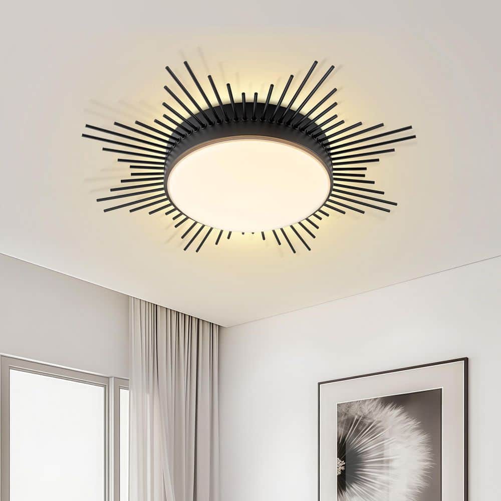 Burvia 23.62 in. Black Modern Industrial Starburst Integrated LED Flush Mount Ceiling Light, 5CCT Dimmable price history on PriceWatchPro