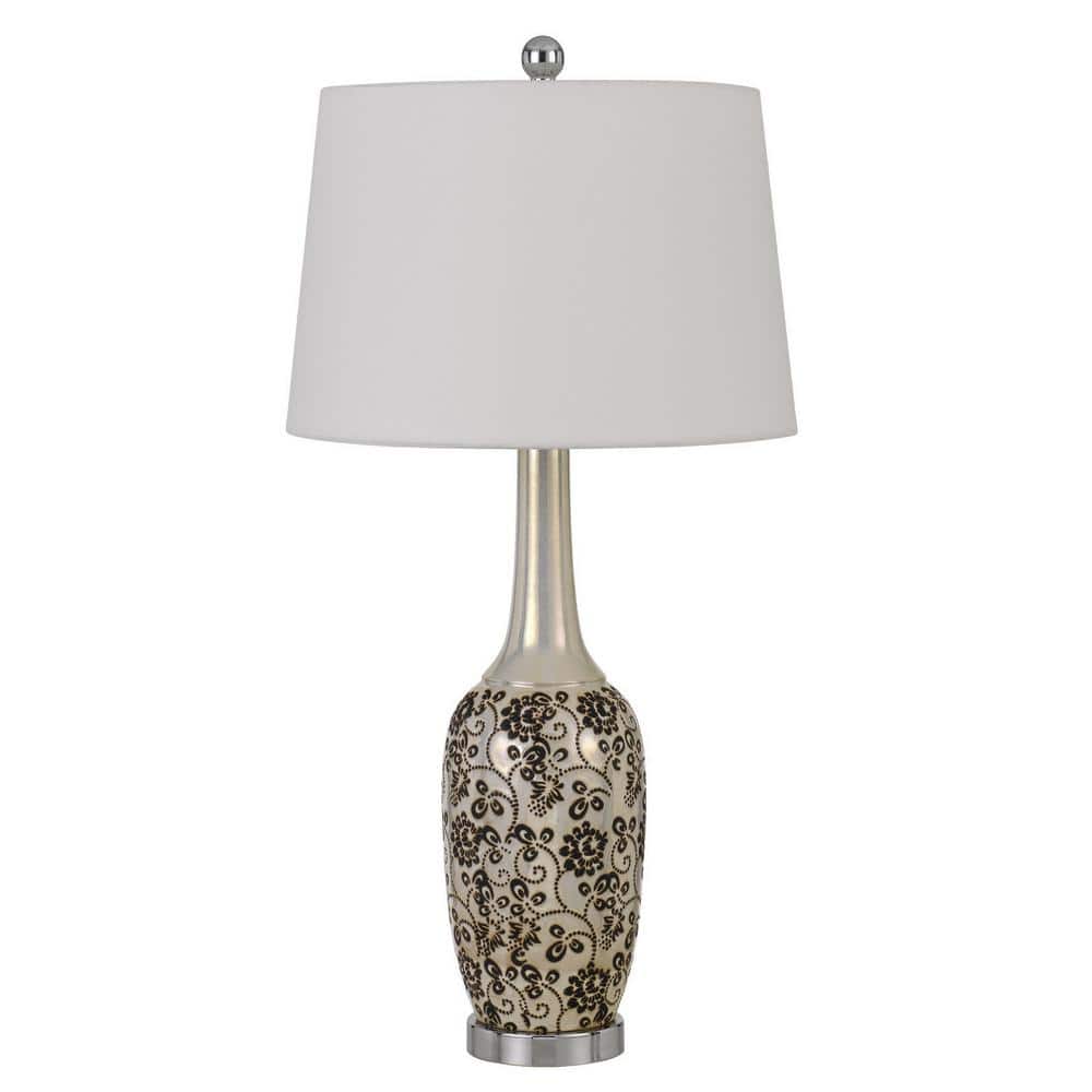 30 in. Silver Metal 2-Light Bedside Table Lamps with White Globe Shade (Set of 2) price history on PriceWatchPro