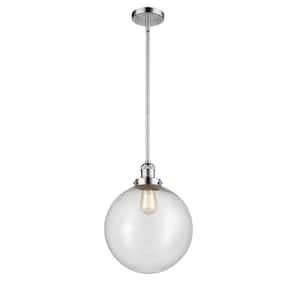 Beacon 60-Watt 1 Light Polished Chrome Shaded Mini Pendant Light with Seeded Glass Shade