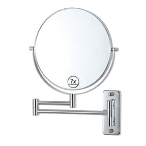 8.7 in. W x 12 in. H Small Round Magnifying Telescopic Wall Mounted Bathroom Makeup Mirror in Chrome