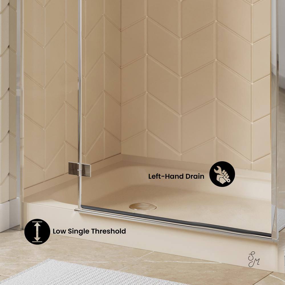 Voltaire 48" x 36" Biscuit Acrylic Shower Base with Left-Hand Drain