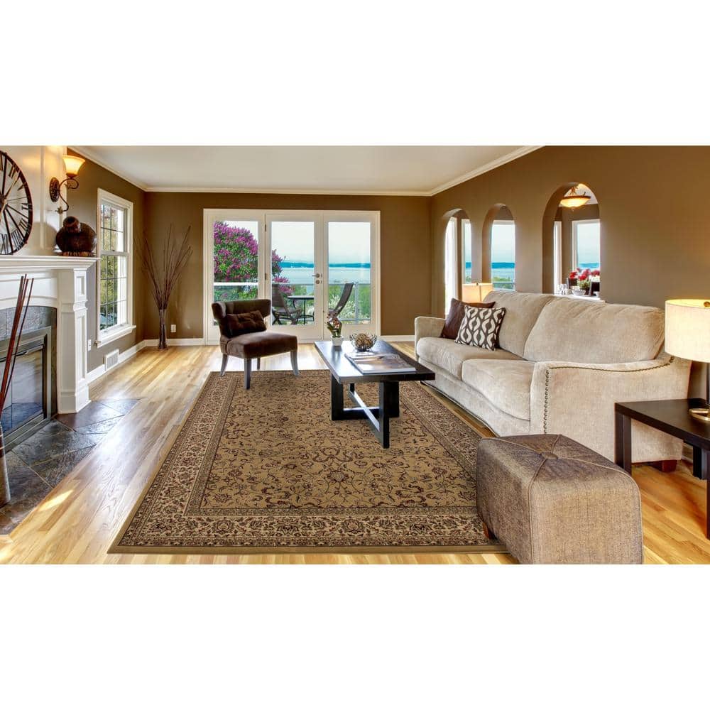 Elegant Gold Persian Classics 3'11" x 5'7" Polypropylene Area Rug
