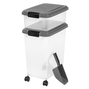 12 Qt. and 33 Qt. Airtight Pet Food Storage Combo with a Scoop in Gray