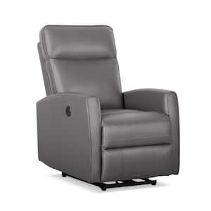 Gray Top Grain Leather with PU Power Recliner with USB Charger