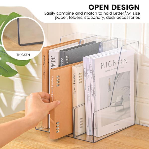 Nizirioo Lot De 4 Boîtes D'Archives Portables A4 Transparentes Empilables - Parfaites Pour Documents, Lettres, Scrapbooking Et Magazines (30,5 X 22,3 X 2,2 Cm)
