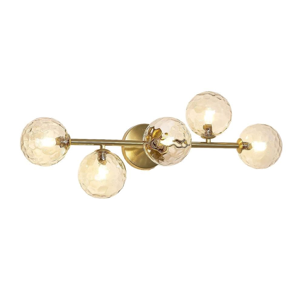 27 in. 5-Light Gold Bathroom Vanity Light with Spherical Clear Glass Shades price history on PriceWatchPro