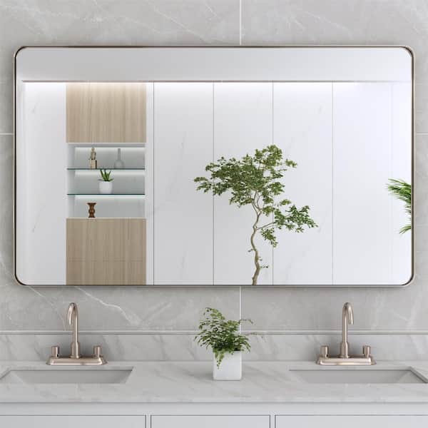 Klajowp 40 in. W x 24 in. H Large Rectangular Framed Wall Mounted Bathroom Vanity Mirror in Brushed Nickel