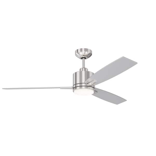 Kendal Lighting Nuvel 52 in. Outdoor Satin Nickel Standard Ceiling Fan with True White Integrated LED with Remote Included