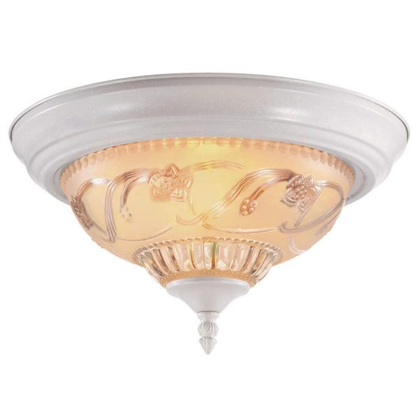 Hampton Bay 2-Light Textured White Flush Mount