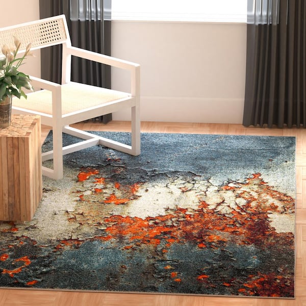Glacier 4 ft. x 4 ft. Blue/Multi Abstract Geometric square Area Rug