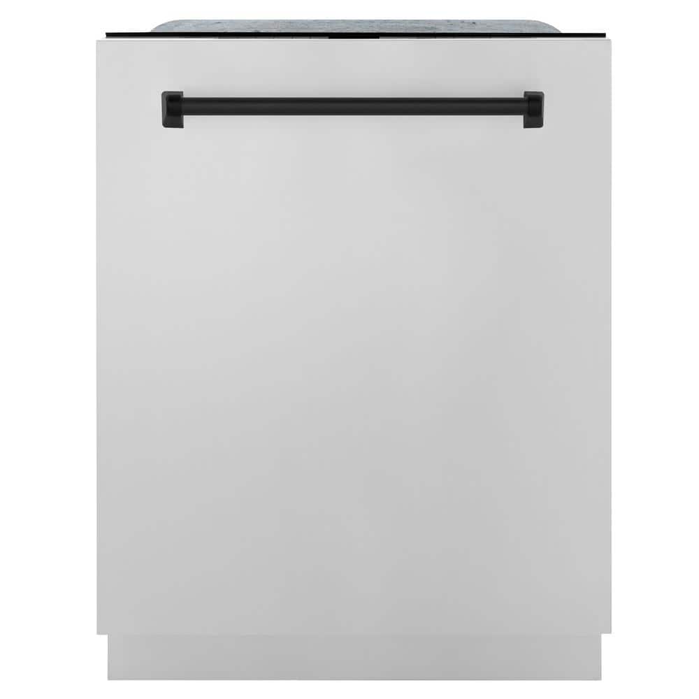 ZLINE Kitchen and Bath Autograph Edition 24 in. Top Control 6-Cycle Tall Tub Dishwasher with 3rd Rack in Stainless Steel & Matte Black, Brushed 304 Stainless Steel & Matte Black