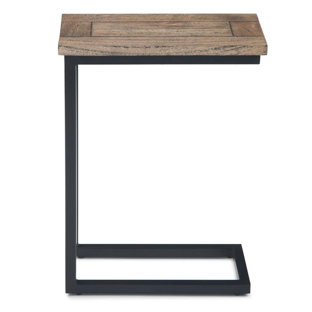 Skyler Beach Brown Wood and Metal Rectangular Side Table