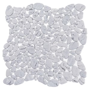 Mellow Kalm Gray 12-1/8 in. x 12-1/8 in. Smooth Stone Look Glass Mosaic Wall Tile (5.1 sq. ft./Case)