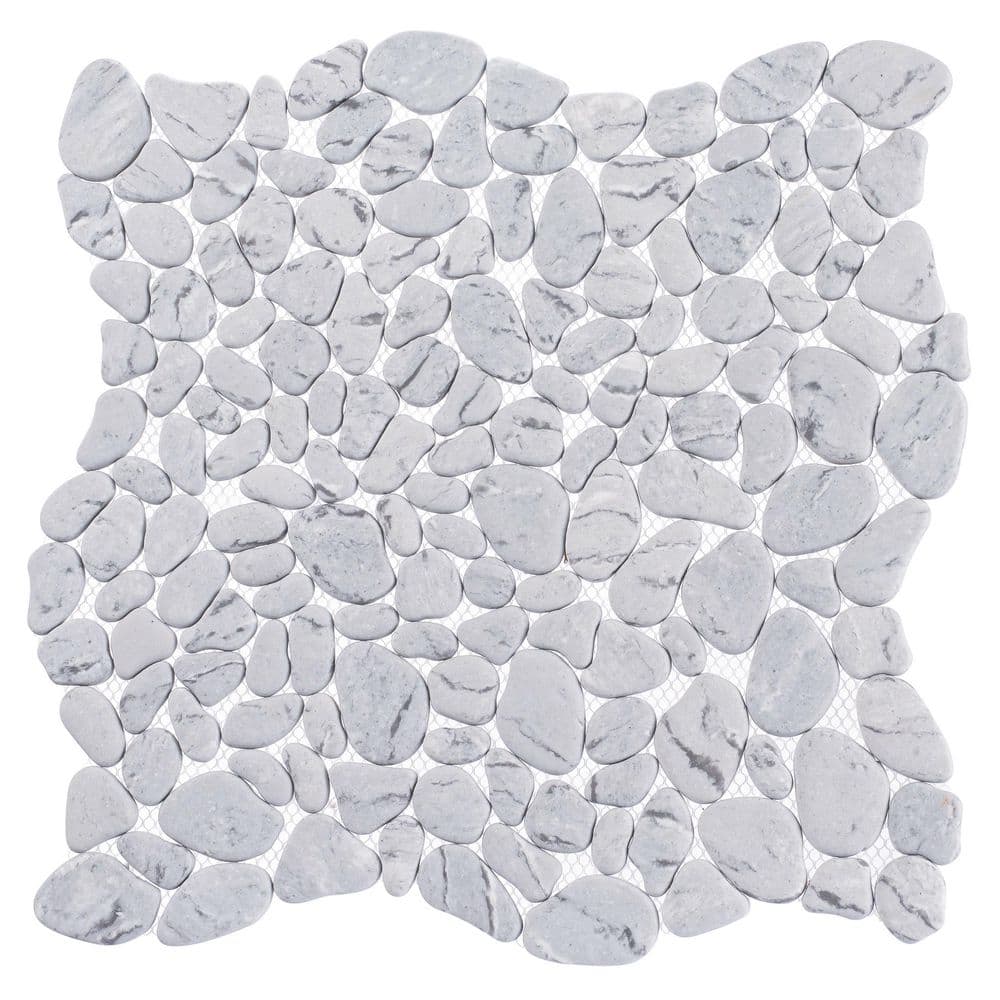 Mellow Kalm Gray 4.5 in. x 8.25 in. Smooth Stone Look Glass Mosaic Wall Til