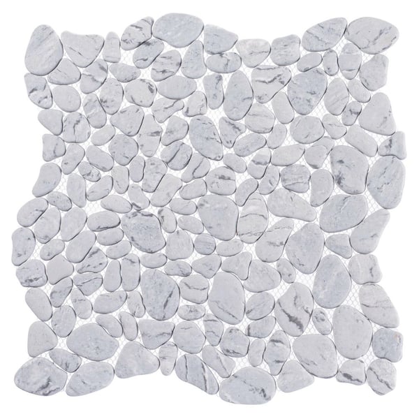ANDOVA Mellow Kalm Gray 4.5 in. x 8.25 in. Smooth Stone Look Glass Mosaic Wall Tile Sample