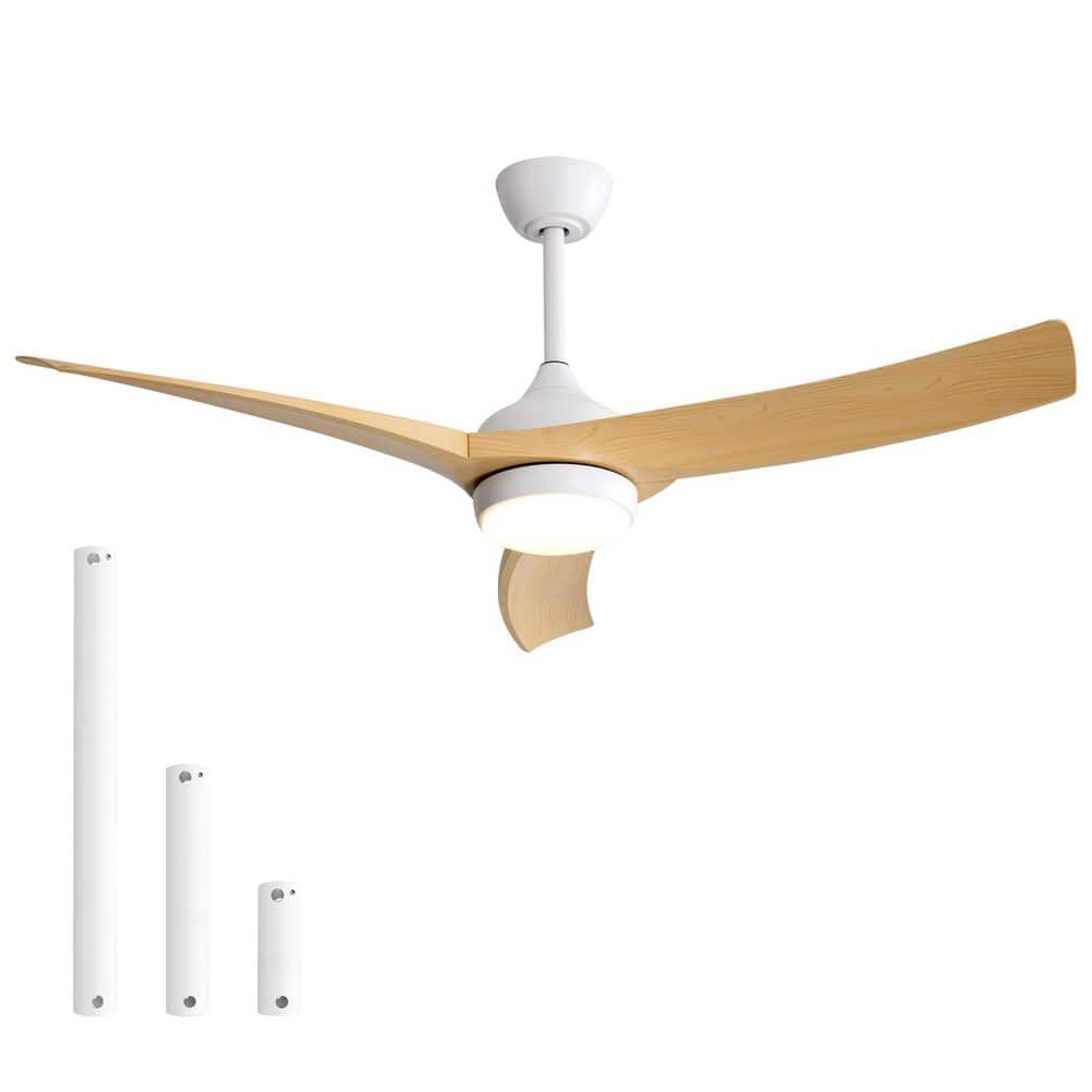 52 in. Indoor Brown Low Profile Modern Ceiling Fan with 18W LED Light and R