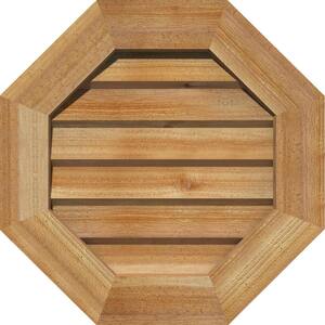19" x 19" Octagon Rough Sawn Western Red Cedar Wood Paintable Gable Louver Vent Non-Functional
