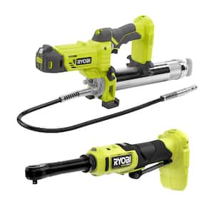 ONE+ 18V Cordless 2-Tool Combo Kit with Brushless 1/4 in. Extended Reach Ratchet and Grease Gun (Tools Only)