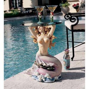 Mermaid of Magellan's Cove 23.5 in. H Sculptural Polyresin Outdoor Side Table