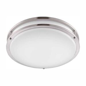 16 in. 1-Light Brushed Nickel Dimmable LED Flush Mount