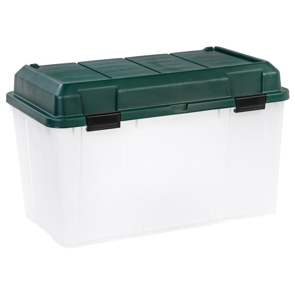 IRIS 138 Qt. Hinged Lid Utility Tote in Clear (3Pack) 296026 The