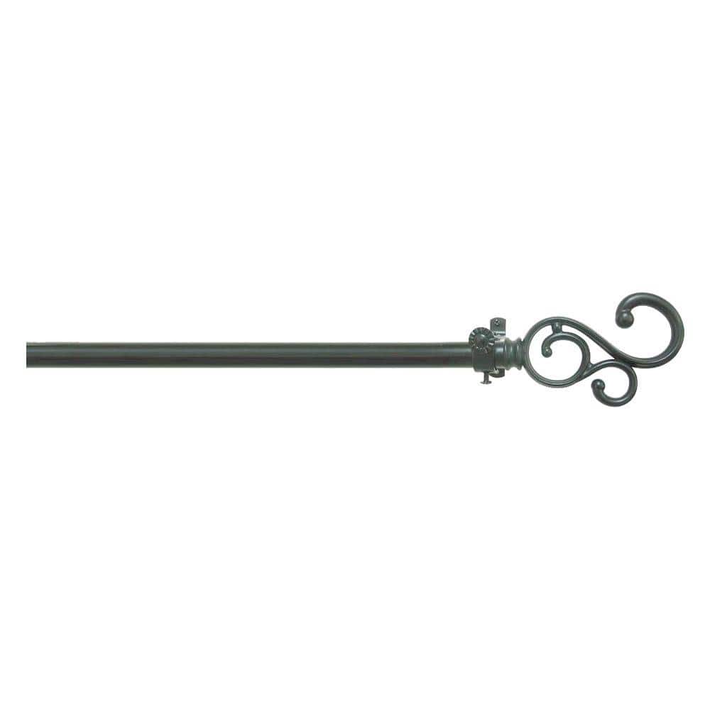 Black Scroll Decorative Curtain Rod with Finial, 48"-86"