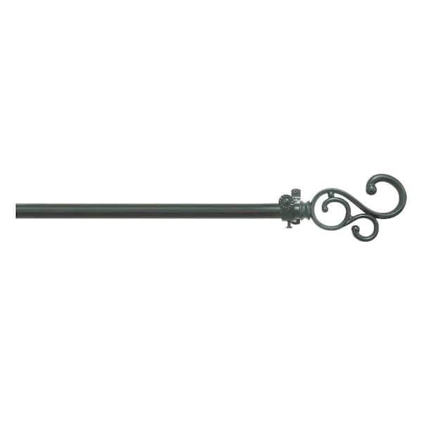 ACHIM Buono II Medley 48 in. - 86 in. Adjustable 3/4 in. Single Curtain Rod in Black Medley Finials