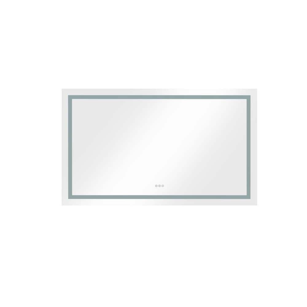 48 in. W x 36 in. H Rectangular Aluminum Framed LED Wall Mount Anti-Fog Modern Decorative Bathroom Vanity Mirror, White