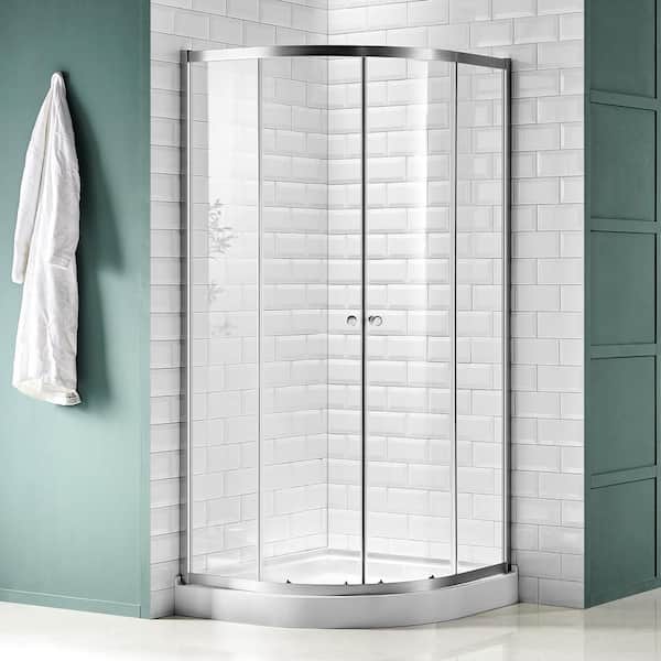 Anzzi SD-AZ050-01BN Mare 35 in. x 76 in. Framed Shower Enclosure with Tsunami Guard in Brushed Nickel