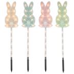 Plaid Pastel Bunny Easter Pathway Marker Lawn Stakes Clear Lights (4-Count)