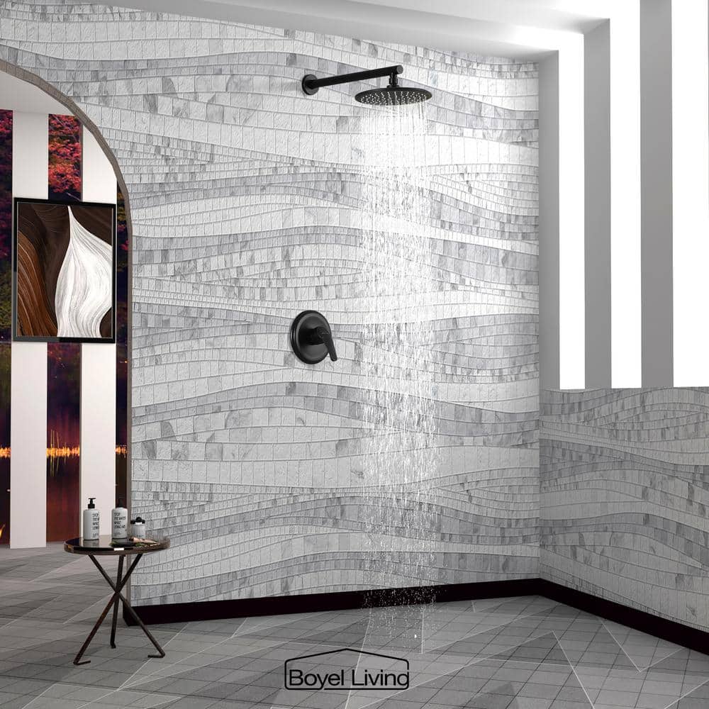 Matte Black Brass Wall Mounted Rain Shower System