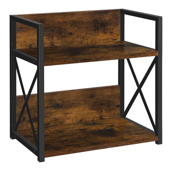 2 Tier Rustic Brown Countertop Spice Rack Coffee Organizer Double Shelf for Mugs Cups Cream Syrup Storage