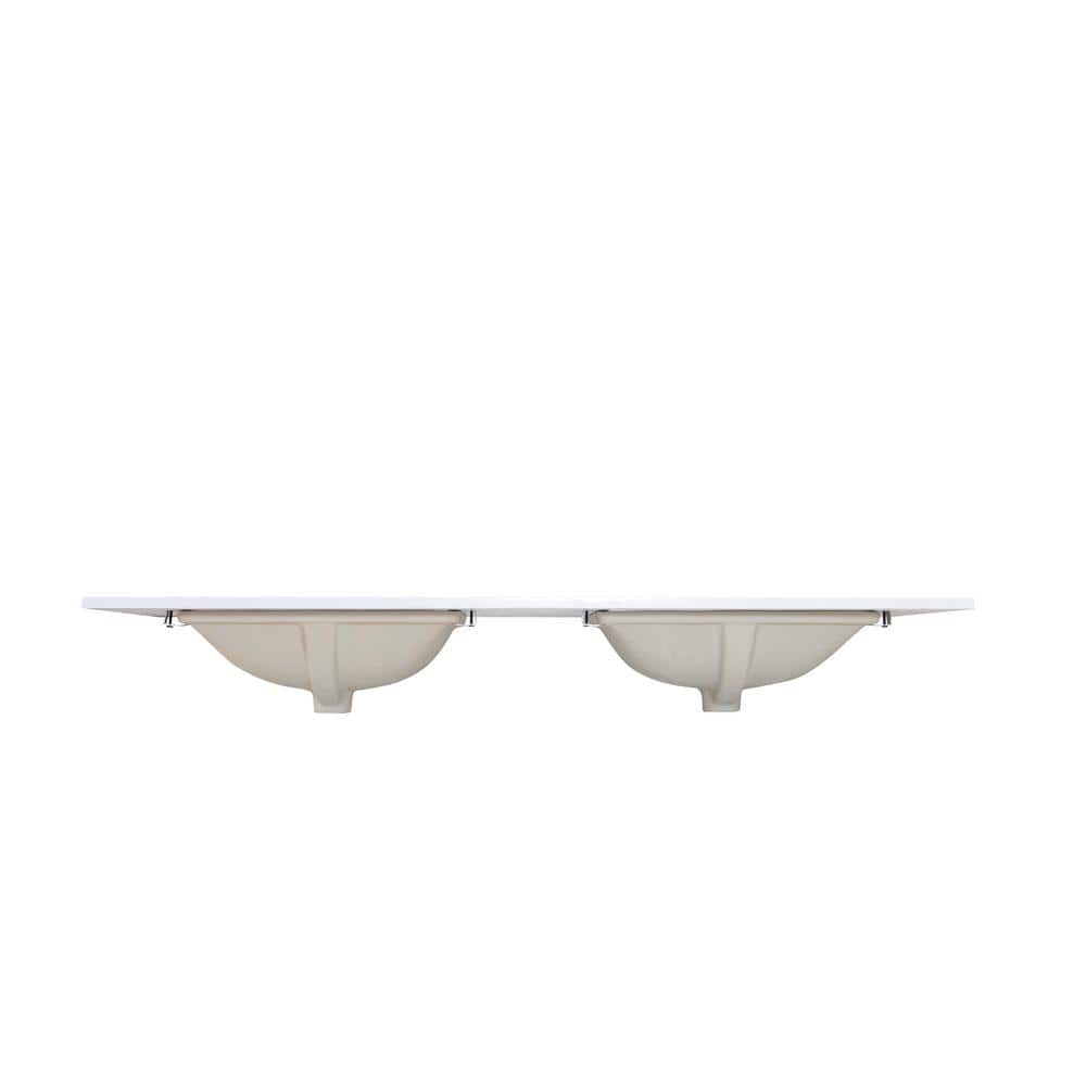 Snow White Stone Double Vanity Top with Sinks, 61"