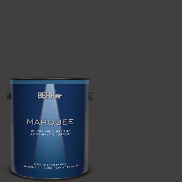 BEHR MARQUEE 1 gal. #N510-7 Blackout One-Coat Hide Satin Enamel Interior Paint & Primer