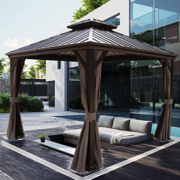 Rosana 10 ft. x 10 ft. Aluminum Gazebo with Galvanized Steel Roof Panels and Mosquito Netting