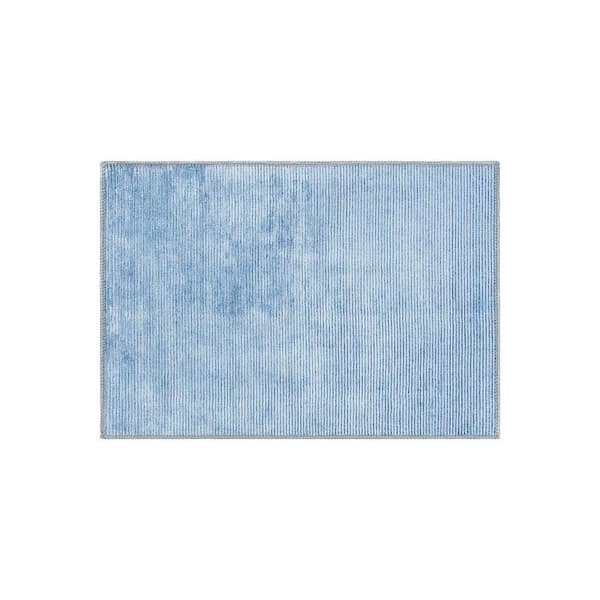 World Rug Gallery Blue 2 ft. 1 in. x 3 ft. Contemporary Distressed Stripe Machine Washable Area Rug