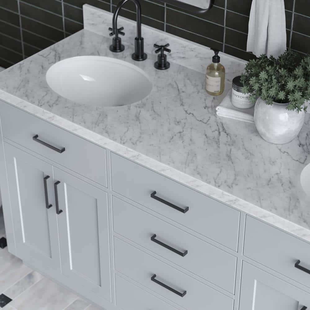 Hepburn 67" Gray Double Freestanding Vanity with Marble Top