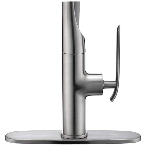 Accent Single-Handle 180° Spout Swivel Pull-Down Sprayer 8.86 in. Kitchen Faucet in Brushed Nickel