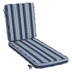ProFoam 21 in. x 72 in. Sapphire Aurora Blue Stripe Outdoor Chaise Lounge Cushion