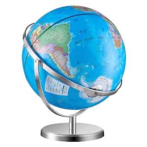 Illuminated World Globe with Stand. 16.54 in. x 13 in., Lighted, Pedestal base Table, Globe