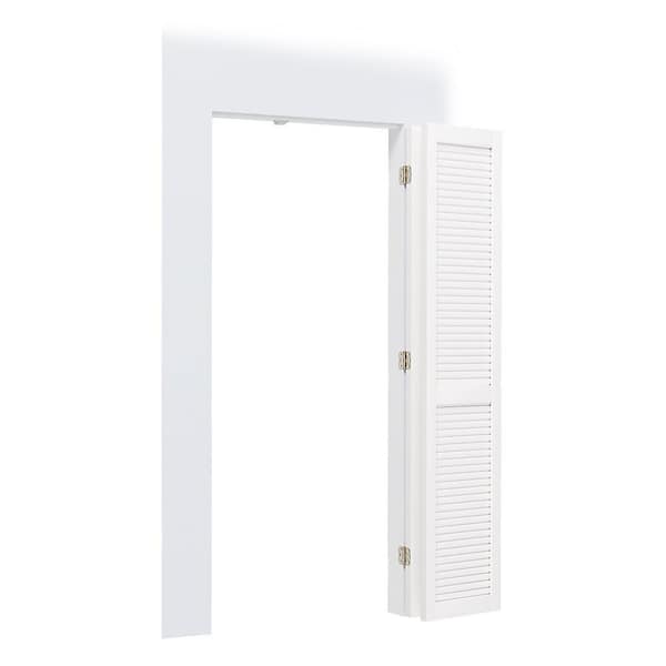 36 in x 80 in Louvered Panel, Composite, Solid Core, MDF, PVC Covering Compack 180 Bi-fold Door with Hardware Kits