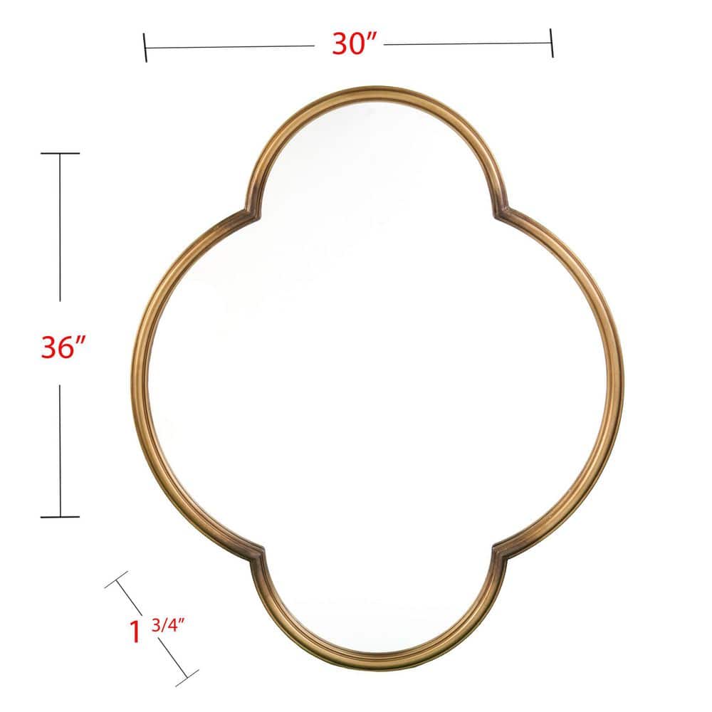 Gold Quatrefoil Decorative Wall Mirror with Wood Frame