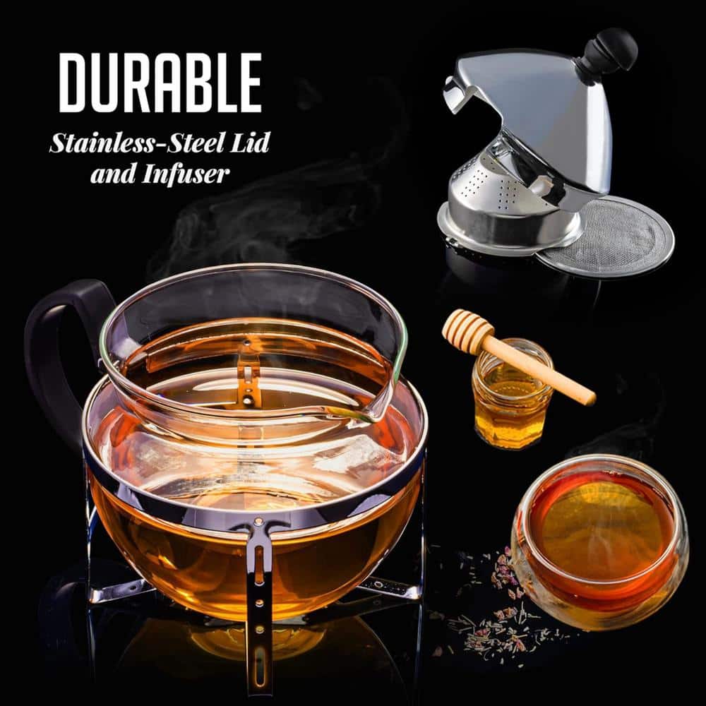 17oz Clear Glass Teapot with Stainless Steel Infuser