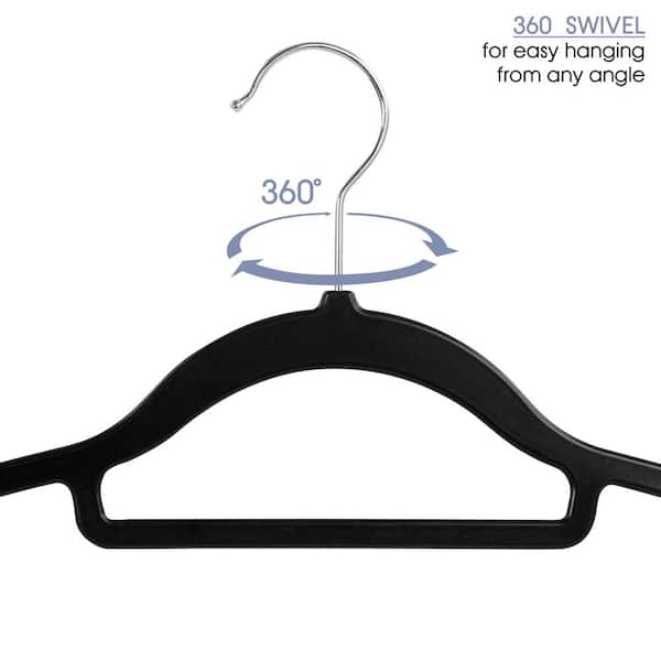 Lot of 10 Gray Plastic Clothes Hangers Swivel Hook Non-Slip Design