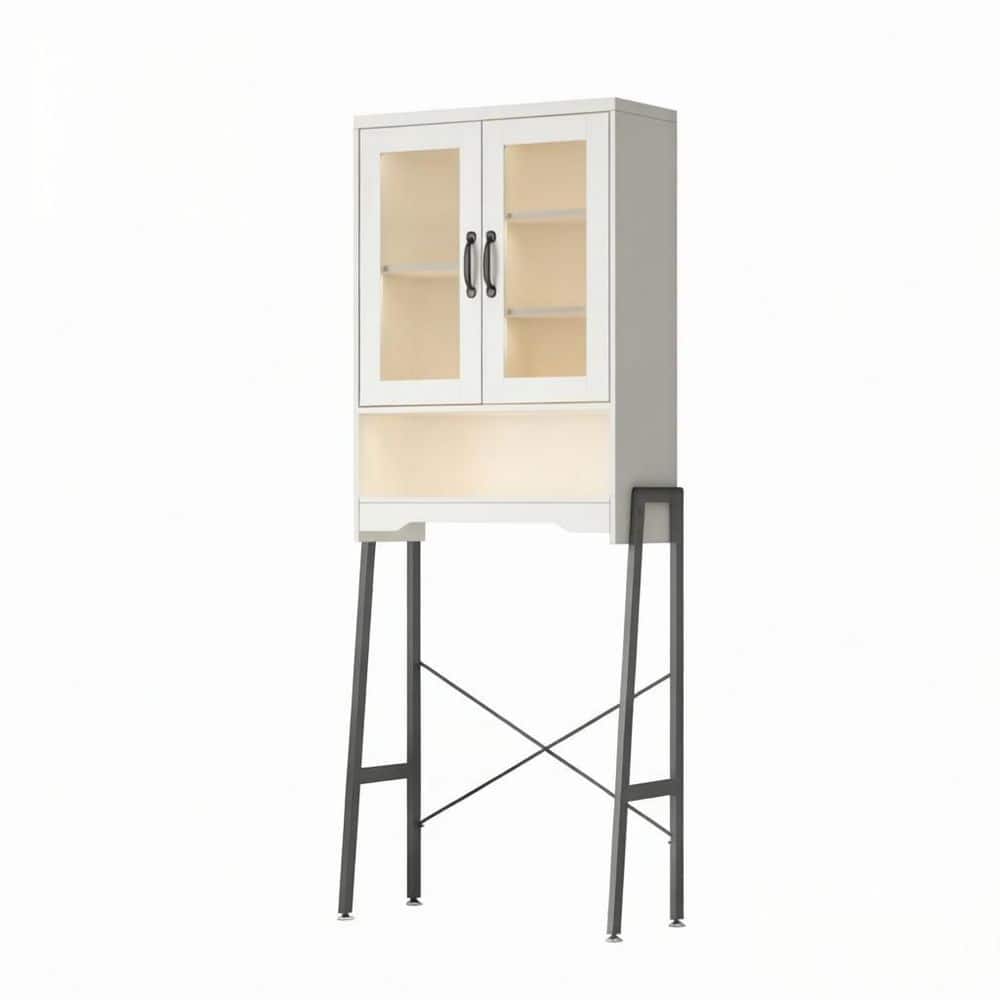 23.6 in. W x 67 in. H x 9.4 in. D Wood Rectangular Over The Toilet Storage Organizer with Adjustable Shelf in White price history on PriceWatchPro