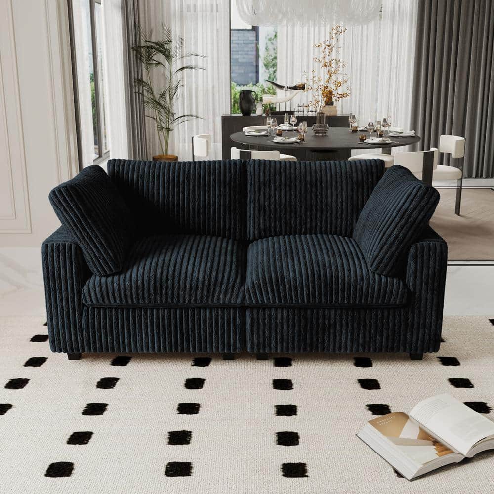 Modular 79 in. Plush Velvet Pine Wood 2-Seater Loveseat Modern Cloud Sofa Couch with Detachable Covers in Black price history on PriceWatchPro
