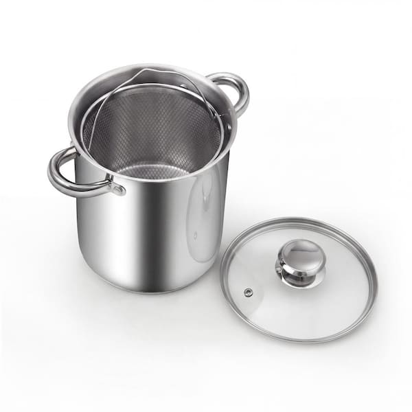 4 Quart Japanese Tempura Small Stainless Steel Deep Frying Pot Stockpot