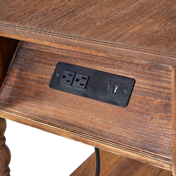 JAYDEN CREATION Jim Walnut Traditional 26 in. Tall Solid