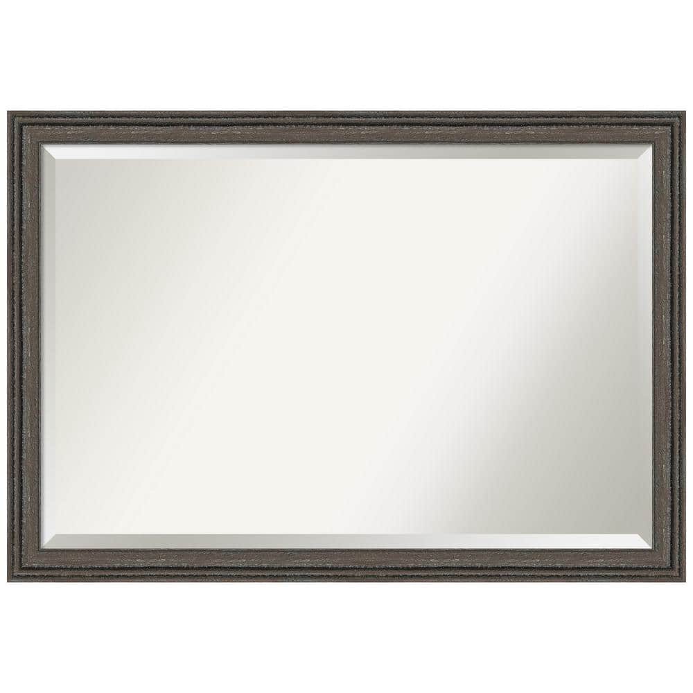 Upcycled Brown Grey 39.5 in. x 27.5 in. Beveled Farmhouse Rectangle Wood Framed Bathroom Wall Mirror in Brown -  Amanti Art, A38868101064